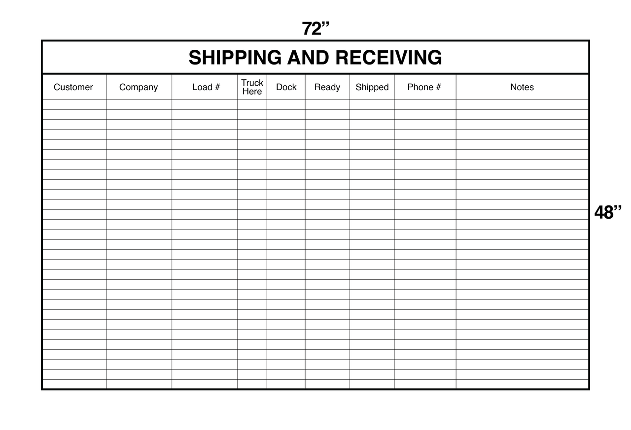 Shipping and Receiving Board (Aluminum) Dry Erase 72" x 46" 5S