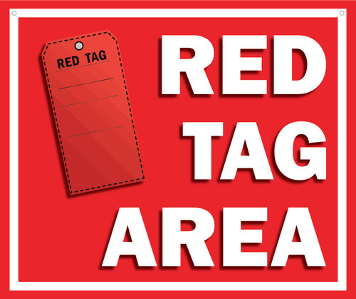 Red Tag Area Floor Sign V3   (22" x 18")