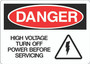 Danger Sign - High Voltage Turn Off Power Before Service V2