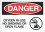 Danger Sign - Oxygen in Use No Smoking or Open Flame