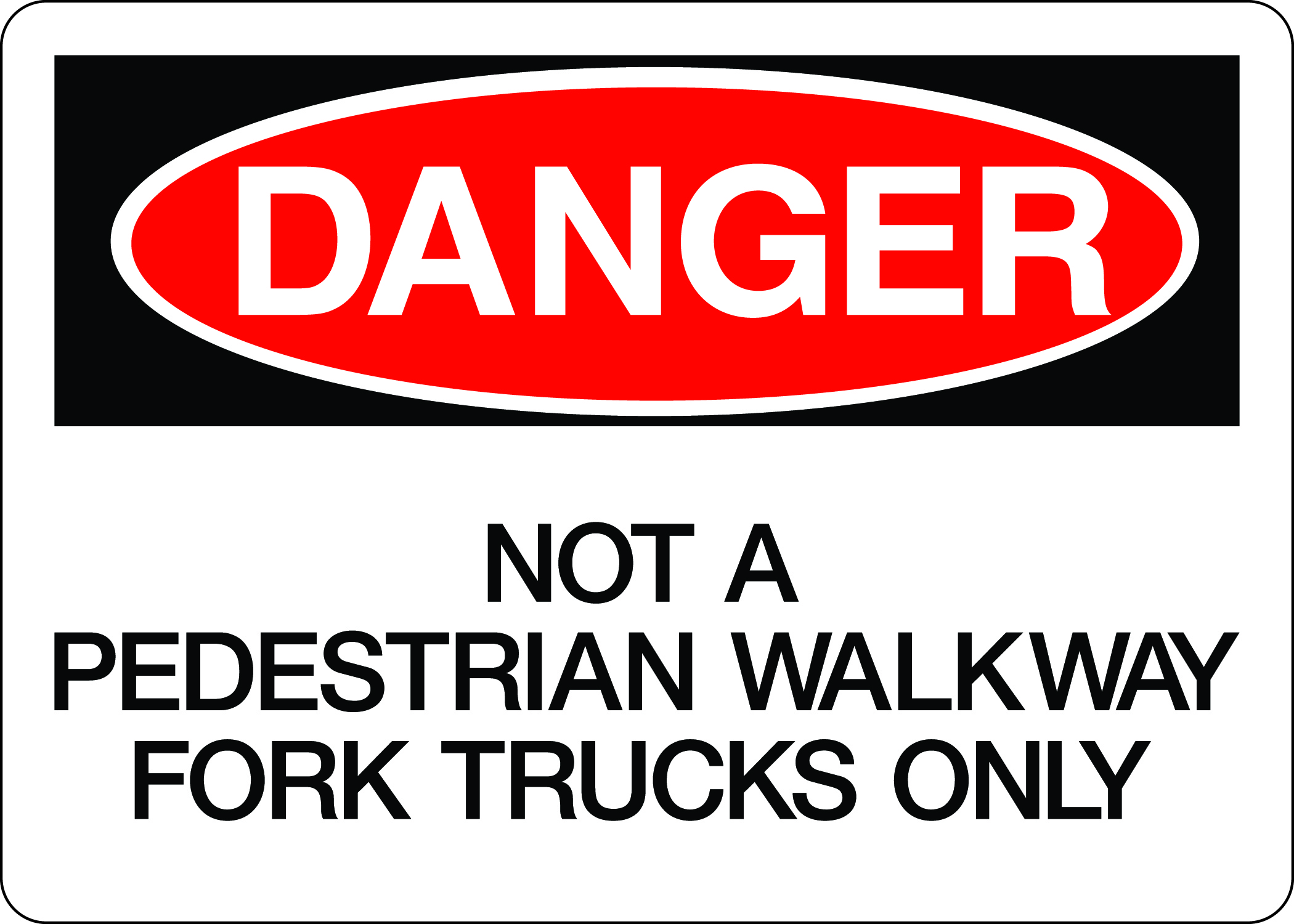Cartello Vietato Carrelli Elevatori VSafety - 300x100 Mm - Plastica Rigida 1 Mm