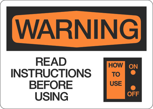 Warning Sign Read Warning - Read Instructions Before Using - 5S Supplies LLC