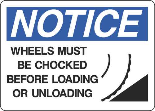 Load Chocks Sign Notice Sign - Wheels Must Be Chocked Before Loading or Unloading - 5S ...