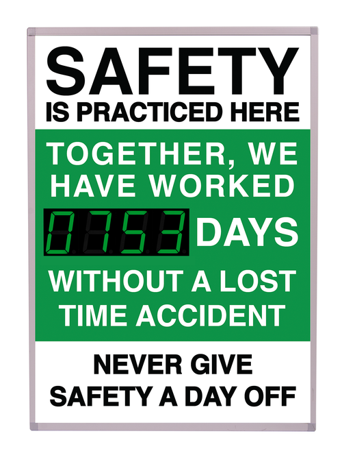 Digital LED Safety Scoreboard Signs with Frame Safety Is Practiced