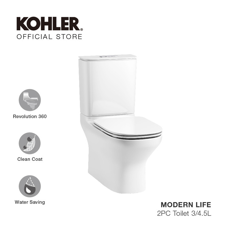 ModernLife Two-Piece Toilet, 3/4.5L with Slim Functional Seat, S-trap (305mm)