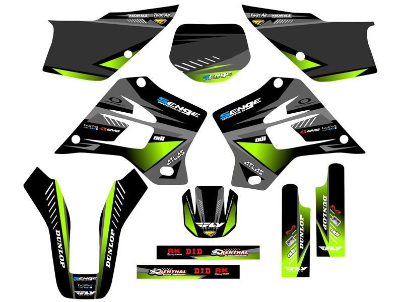 Kawasaki KDX 220 Dirt Bike Graphics Kit - SURGE | SENGE GRAPHICS INC