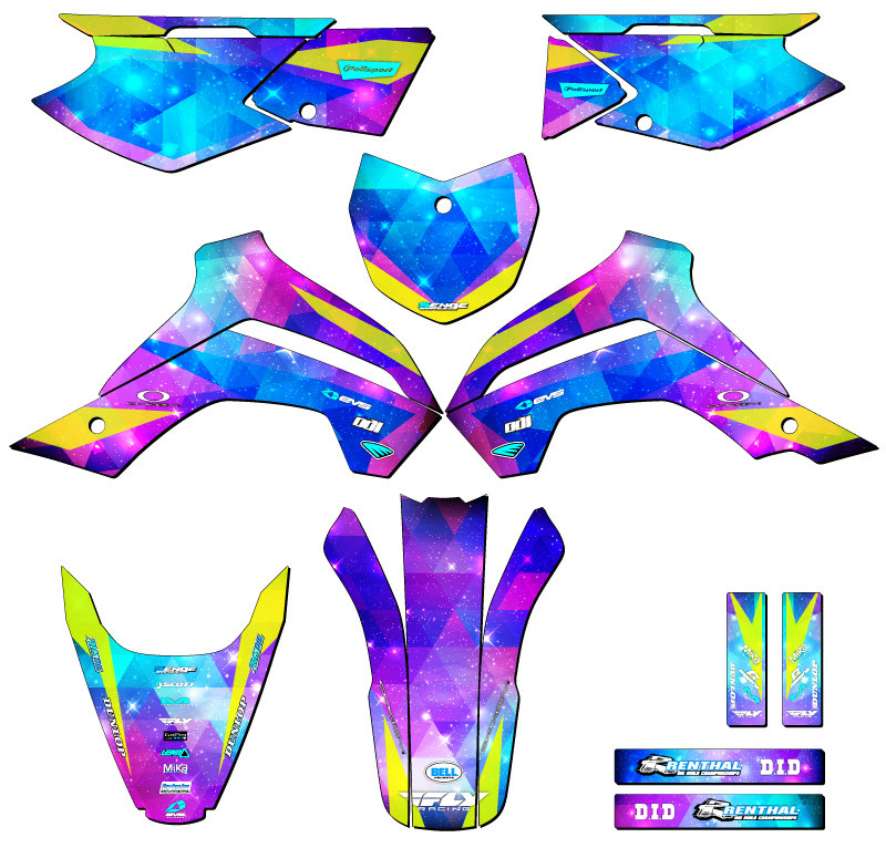 Kawasaki KLX 140 Dirt Bike Graphics Kit - SPACE KADET | SENGE