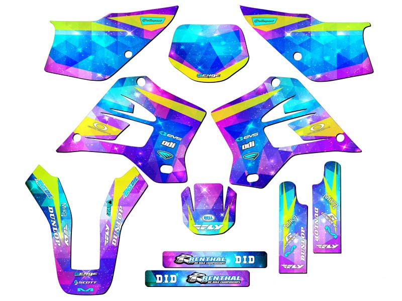Kawasaki KDX 200 Dirt Bike Graphics Kit - SPACE KADET | SENGE