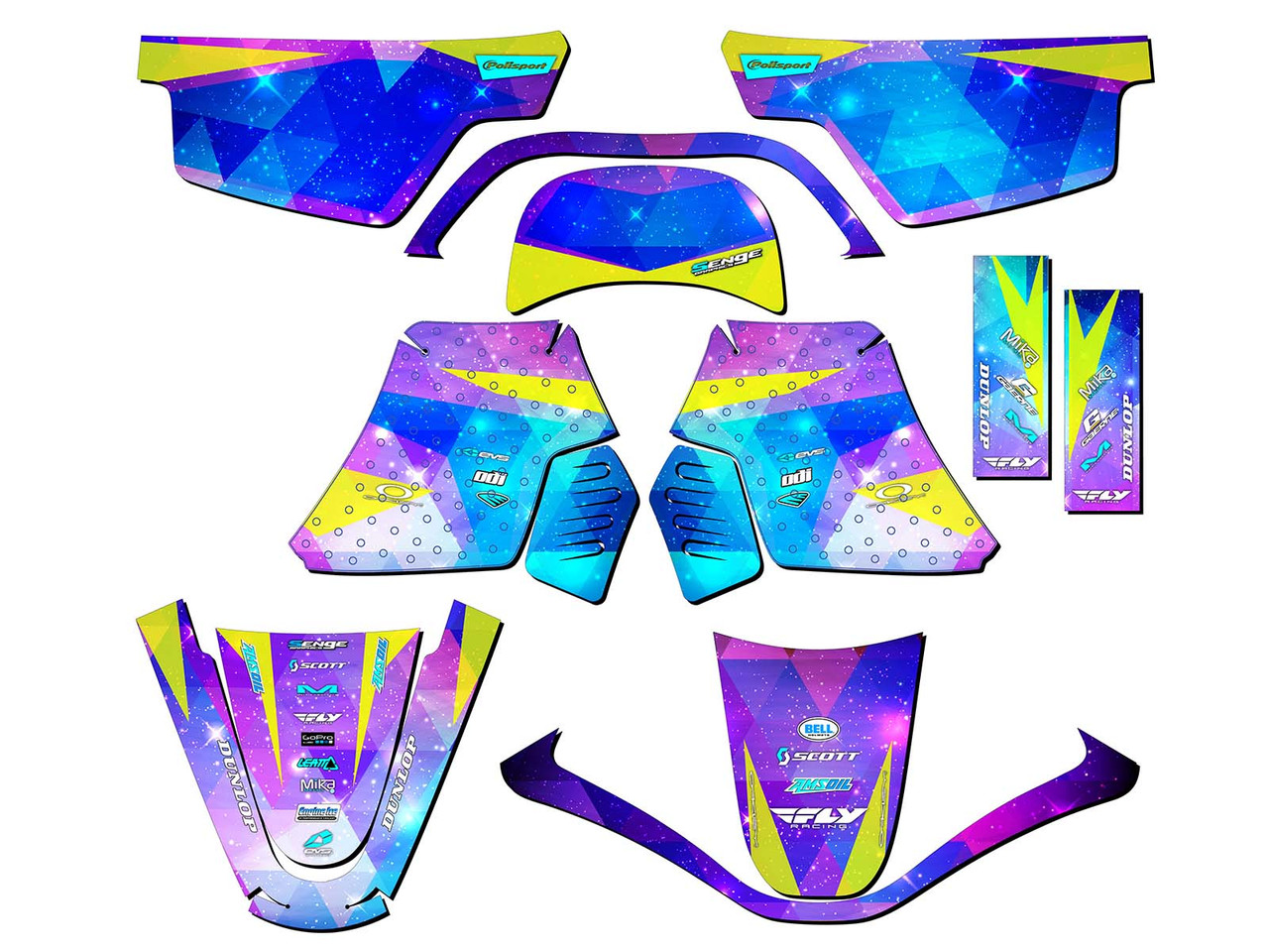 Yamaha PW 50 Dirt Bike Graphics Kit - SPACE KADET | SENGE GRAPHICS INC