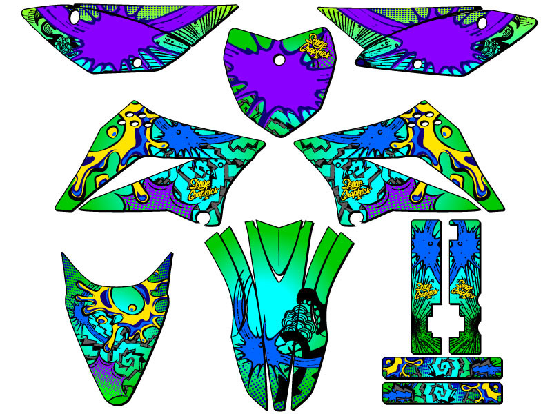 Kawasaki KLX 110 Dirt Bike Graphics Kit - ZANY | SENGE GRAPHICS INC