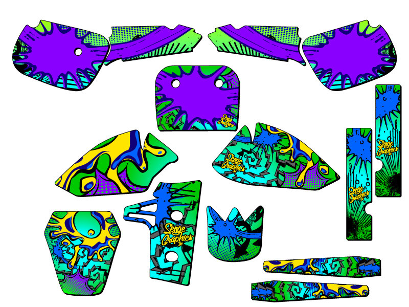 V ‘TYPE 非’＆V ‘TYPE 非’ POSTER SET Kawasaki KX 60 Dirt Bike Graphics Kit - ZANY | SENGE GRAPHICS INC