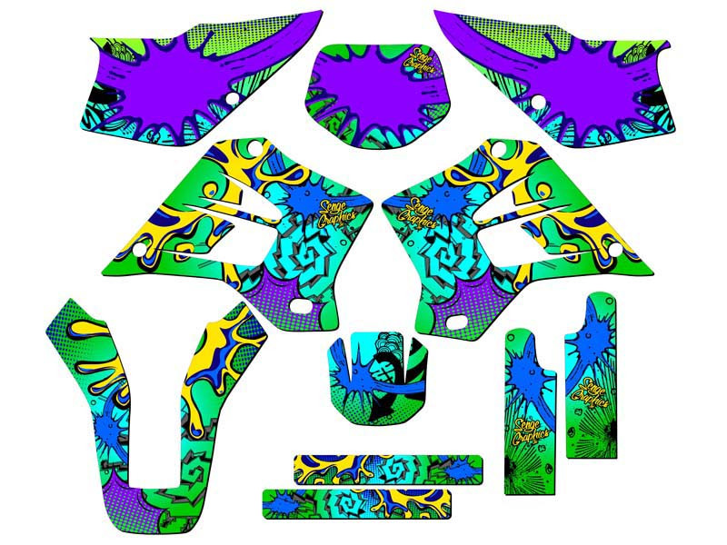 Kawasaki KDX 220 Dirt Bike Graphics Kit - ZANY | SENGE GRAPHICS INC