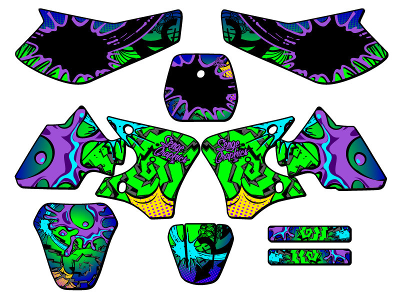 YAMAHA グリーンタンク ストライプデザイン Yamaha TTR 90 Dirt Bike Graphics Kit - ZANY | SENGE GRAPHICS INC