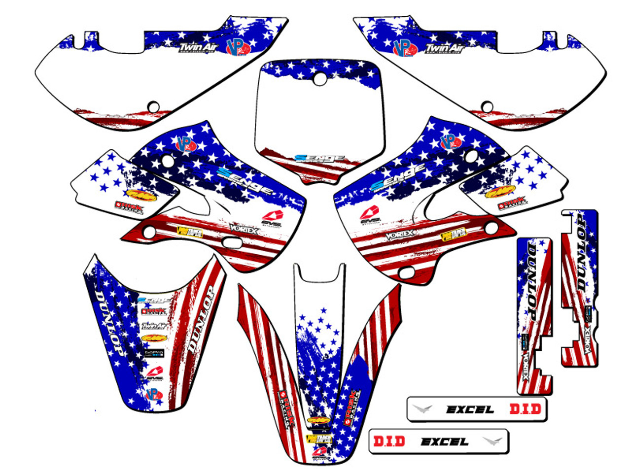 Kawasaki KX 65 Dirt Bike Graphics Kit - MERICA | SENGE GRAPHICS INC