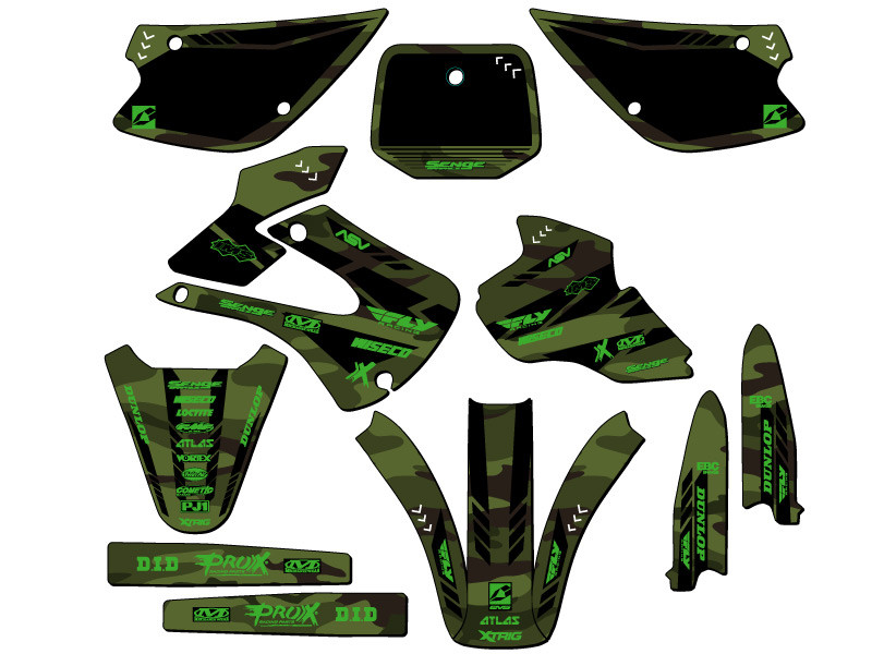Kawasaki KX 80 Dirt Bike Graphics Kit - APACHE | SENGE GRAPHICS INC
