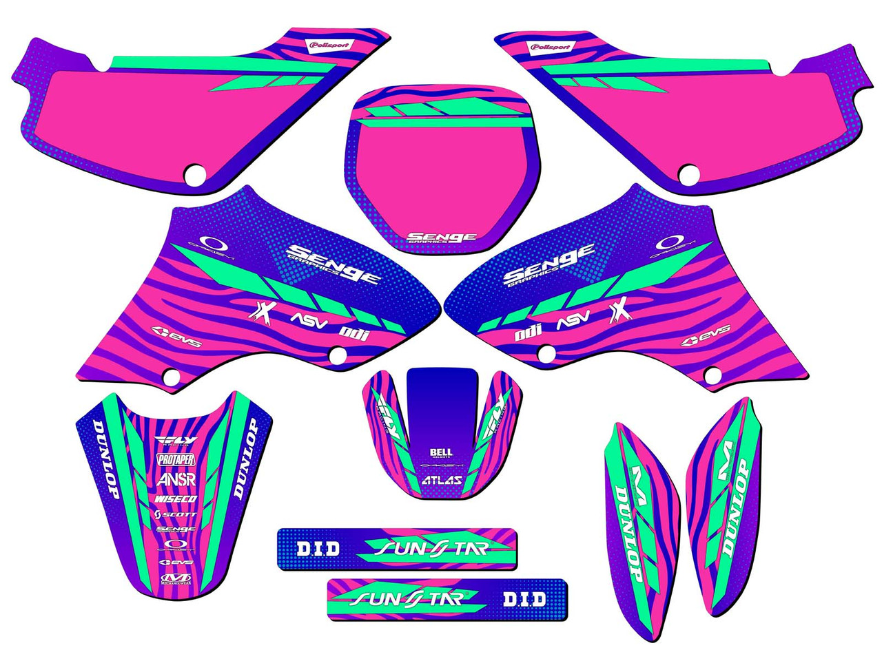 Suzuki JR 80 Dirt Bike Graphics Kit - TIGRE | SENGE GRAPHICS INC