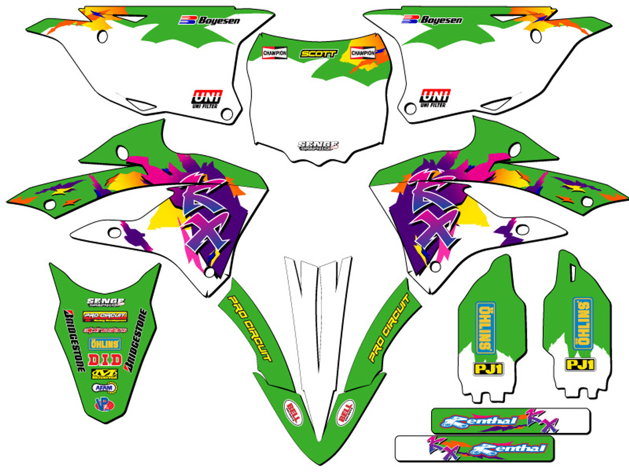 Kawasaki KX 85 Dirt Bike Graphics Kit - THROWBACK | SENGE GRAPHICS INC