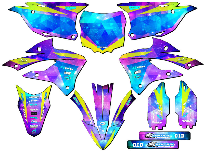 Kawasaki KX 112 Dirt Bike Graphics Kit - SPACE KADET | SENGE GRAPHICS INC