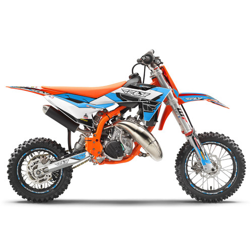 13 FLY SKY BLUE SHOWN ON KTM SX 50