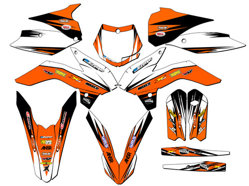 2006-2012 SX 85/105 Podium Orange Base Senge Graphics kit Compatible with KTM 