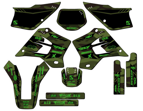 Kawasaki KDX 220 Dirt Bike Graphics Kit - APACHE | SENGE GRAPHICS INC