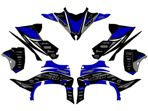 Yamaha YFZ 450 Metal Mulisha atv graphics kit with white background. Kit by  Fireblade Graphics