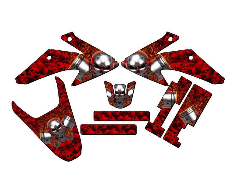 2008-2014 CRF 230F FLAMING GEARHEAD Red Senge Graphics Kit Compatible with Honda - Picture 2 of 4