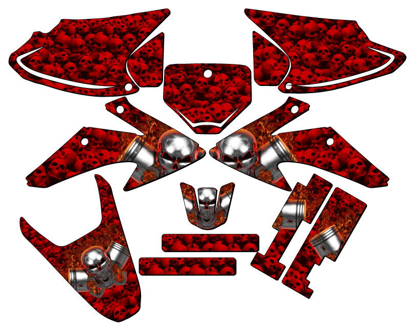 2008-2014 CRF 230F FLAMING GEARHEAD Red Senge Graphics Kit Compatible with Honda - Picture 3 of 4