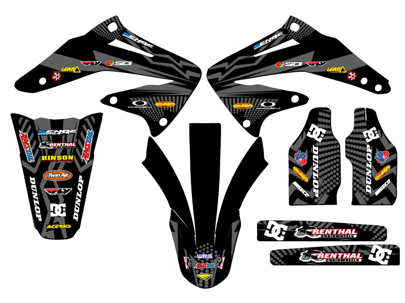 2002-2004 CRF 450 R MAYHEM Black Senge Graphics Kit Compatible with Honda - Picture 2 of 10