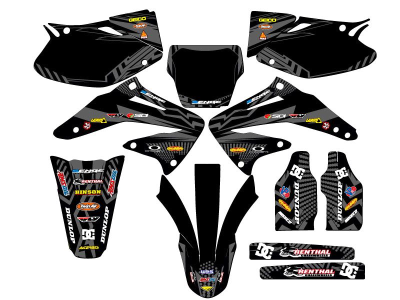 2002-2004 CRF 450 R MAYHEM Black Senge Graphics Kit Compatible with Honda - Picture 5 of 10