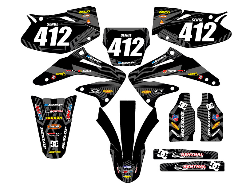 2002-2004 CRF 450 R MAYHEM Black Senge Graphics Kit Compatible with Honda - Picture 8 of 10