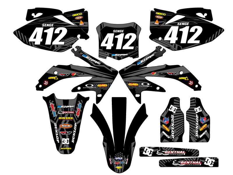 2008 CRF 450 R MAYHEM Black Senge Graphics Kit Compatible with Honda - Picture 8 of 10