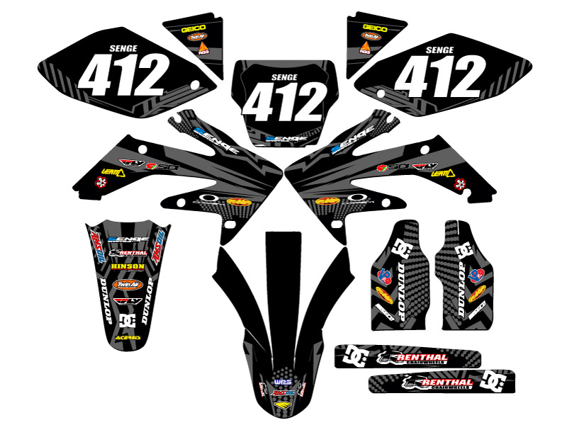 CRF 250 R MAYHEM 2004-2005 kit de gráficos Black Senge compatible con Honda - Imagen 8 de 10