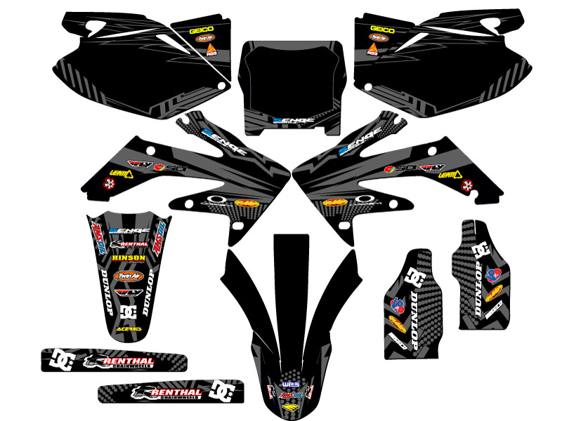 2006-2007 CRF 250 R MAYHEM Black Senge Graphics Kit Compatible with Honda - Foto 2 di 10