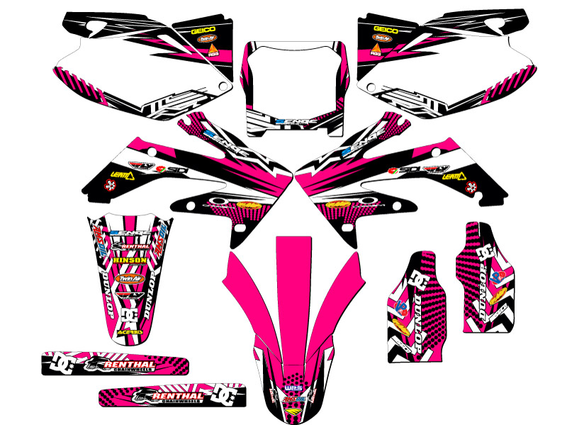 2006-2007 CRF 250 R MAYHEM Pink Senge Graphics Kit Compatible with Honda - Foto 5 di 10