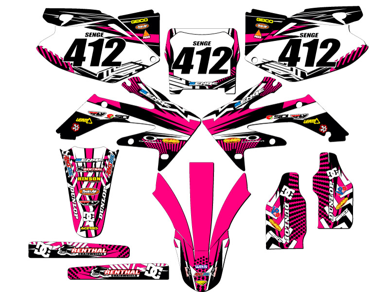 2006-2007 CRF 250 R MAYHEM Pink Senge Graphics Kit Compatible with Honda - Foto 8 di 10