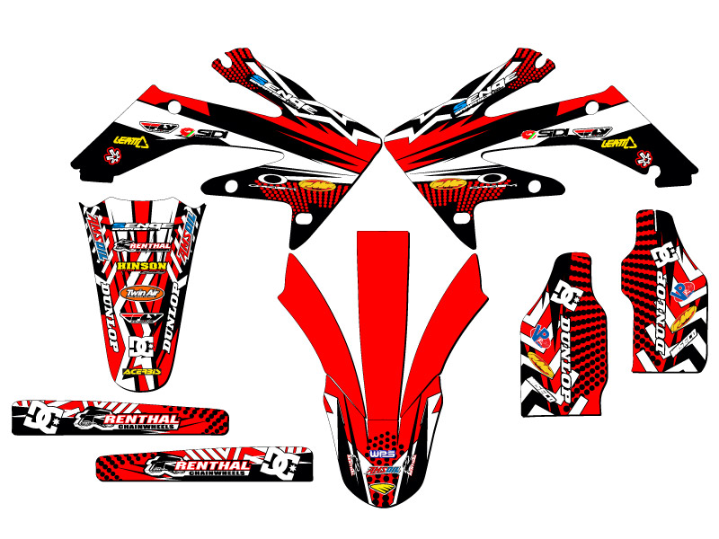 2006-2007 CRF 250 R MAYHEM Red Senge Graphics Kit Compatible with Honda - Picture 2 of 10