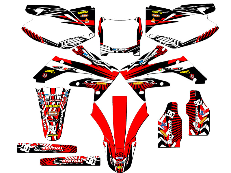 2006-2007 CRF 250 R MAYHEM Red Senge Graphics Kit Compatible with Honda - Picture 5 of 10