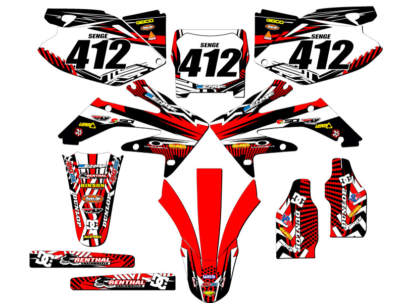 2006-2007 CRF 250 R MAYHEM Red Senge Graphics Kit Compatible with Honda - Picture 8 of 10
