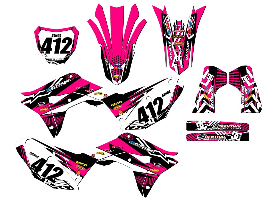 Kit de gráficos Senge Pink Senge 2019-2021 CRF 250 R MAYHEM compatible con Honda - Imagen 8 de 10