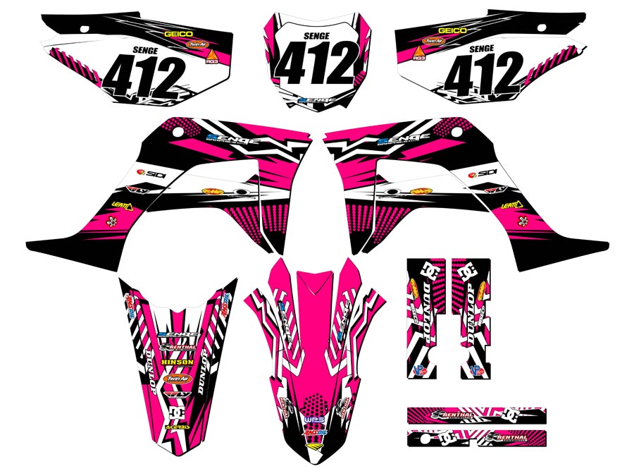 Kit de gráficos Senge Pink Senge 2019-2023 CRF 125 MAYHEM compatible con Honda - Imagen 8 de 10