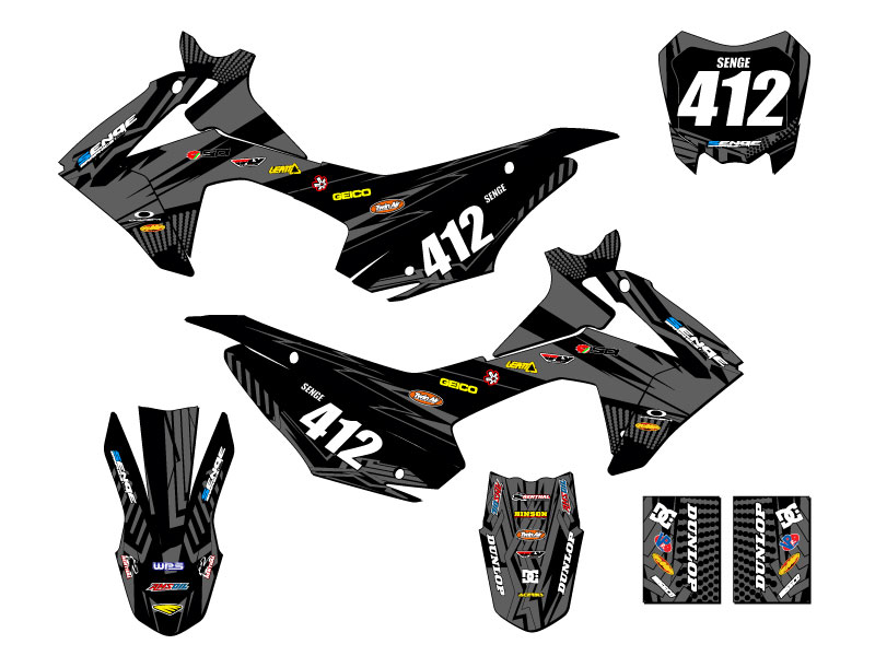 2013-2018 CRF 110 MAYHEM Black Senge Graphics Kit Compatible with Honda - Picture 8 of 10