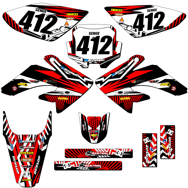 2004-2010 CRF 100 MAYHEM Red Senge Graphics Kit Compatible with Honda - Bild 8 von 10
