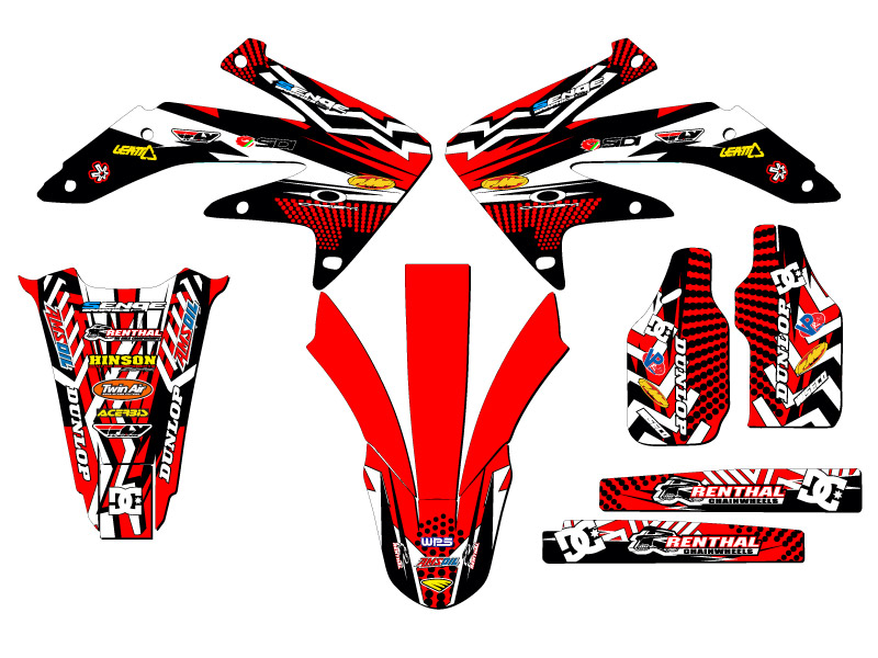 2005-2007 CRF 450 X MAYHEM Red Senge Graphics Kit Compatible with Honda - Picture 2 of 10