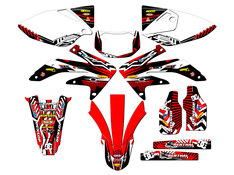 2005-2007 CRF 450 X MAYHEM Red Senge Graphics Kit Compatible with Honda - Picture 5 of 10