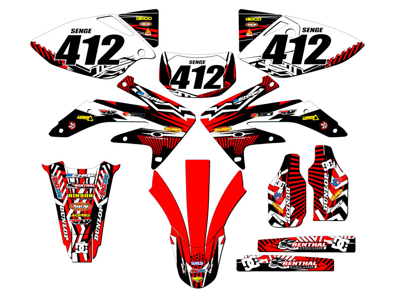 2005-2007 CRF 450 X MAYHEM Red Senge Graphics Kit Compatible with Honda - Picture 8 of 10