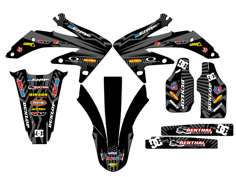 2008-2018 CRF 450 X MAYHEM Black Senge Graphics Kit Compatible with Honda - Picture 2 of 10