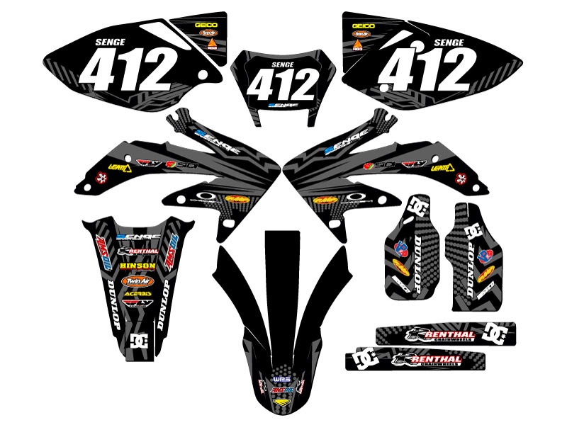 2008-2018 CRF 450 X MAYHEM Black Senge Graphics Kit Compatible with Honda - Picture 8 of 10