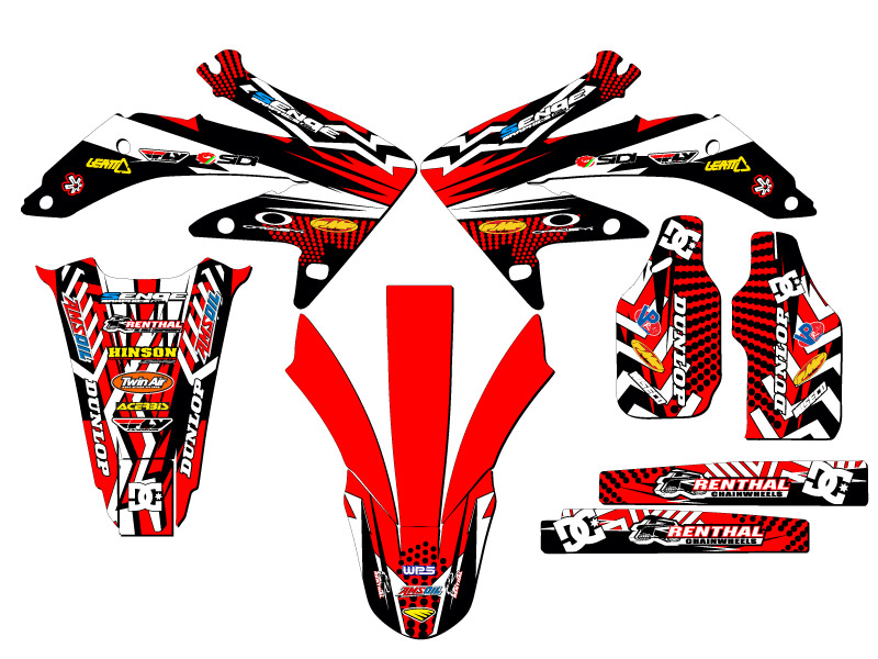 2008-2018 CRF 450 X MAYHEM Red Senge Graphics Kit Compatible with Honda - Foto 2 di 10