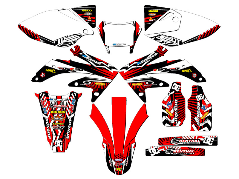 2008-2018 CRF 450 X MAYHEM Red Senge Graphics Kit Compatible with Honda - Foto 5 di 10